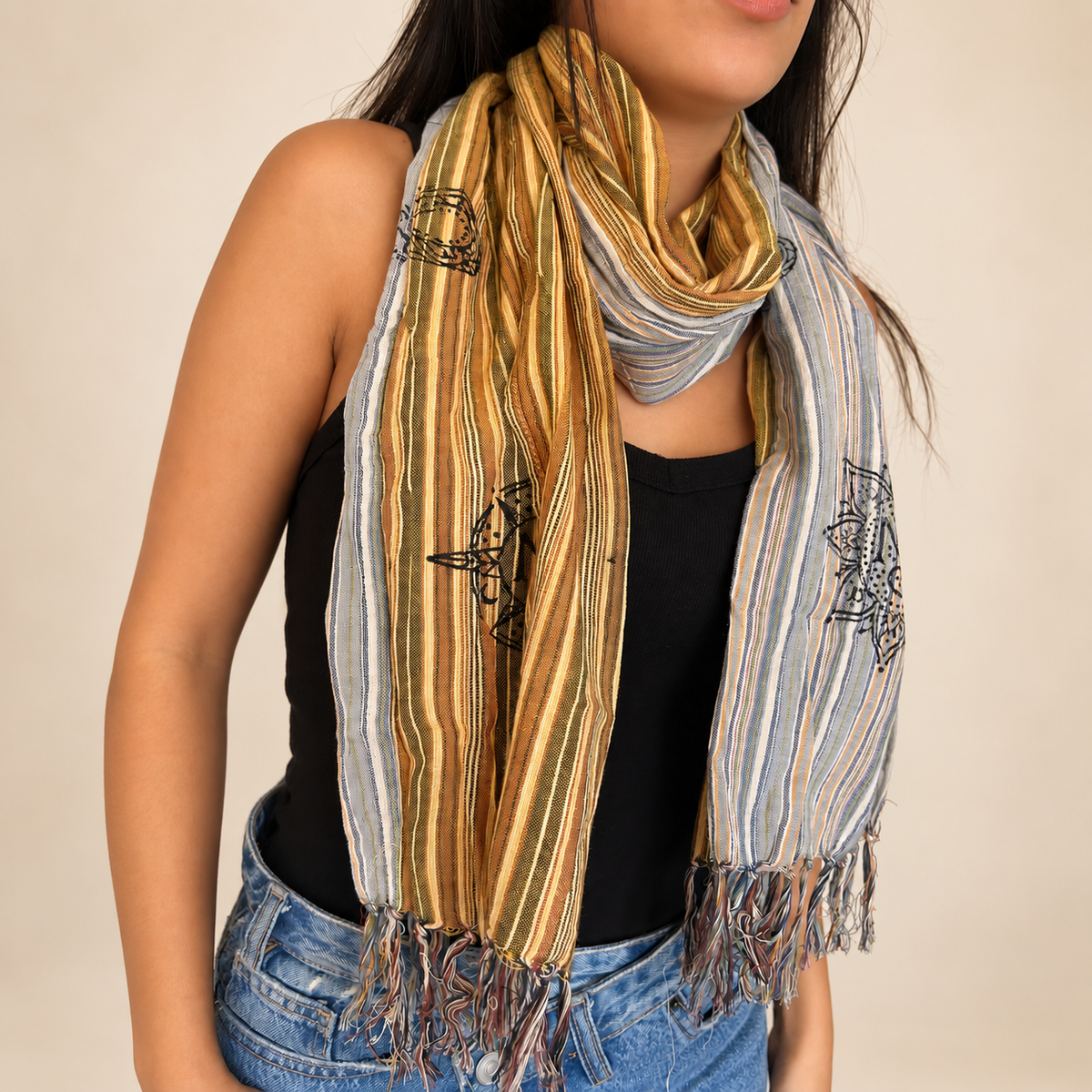 Nomad Sari - Bufanda de bendición de viaje - 170x50cm - Banderas de oración