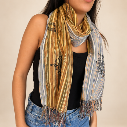 Nomad Sari - Bufanda de bendición de viaje - 170x50cm - Banderas de oración