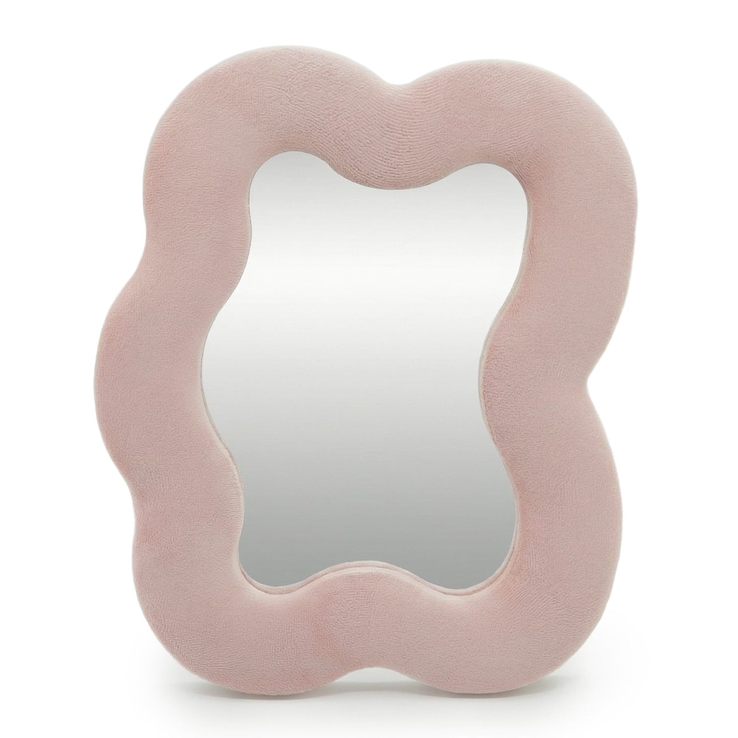 Miroir doux et ondulé – Galet carré – Rose pâle (22.5 x 27 x 2.3 cm)