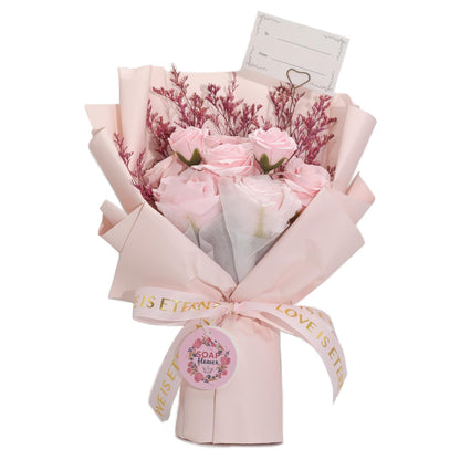 Ramo grande de rosas rosadas - El amor es eterno -  Tarjeta de regalo