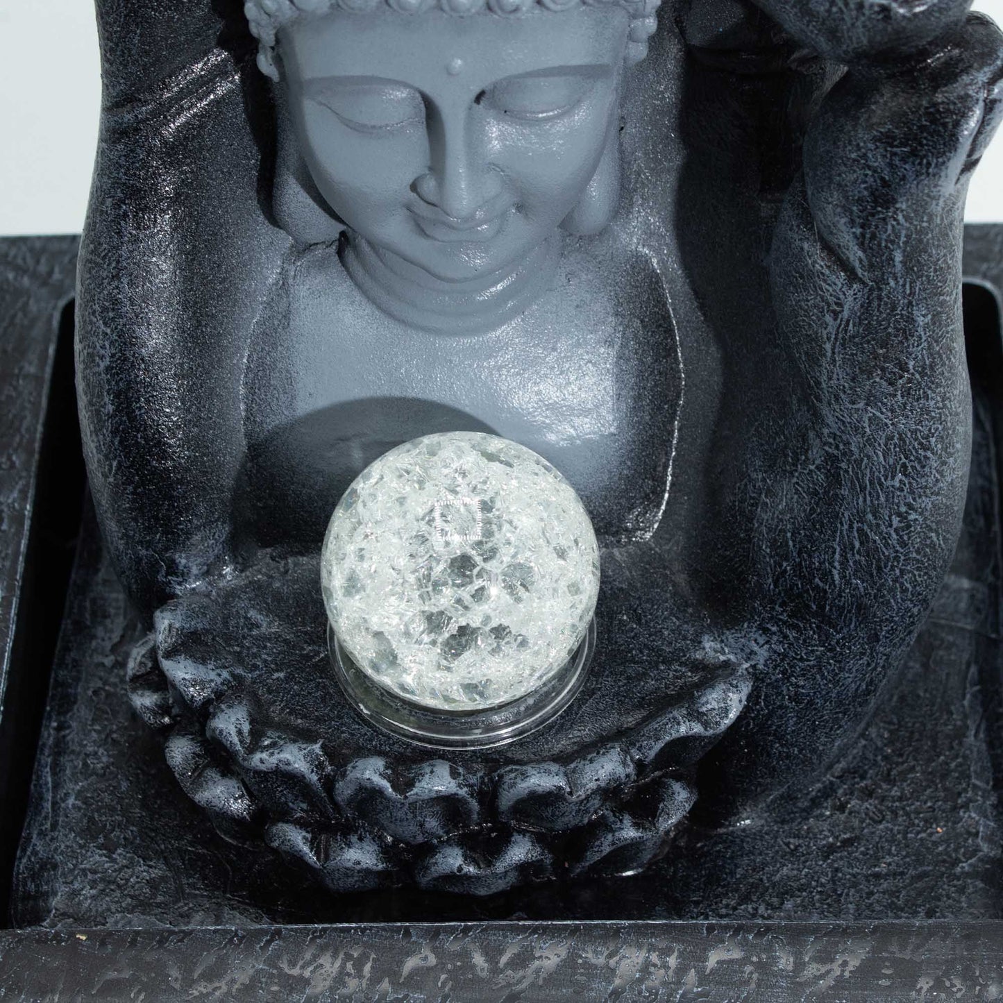 Tischbrunnen mit Hand und Kopf von Buddha (20x25x35 cm)