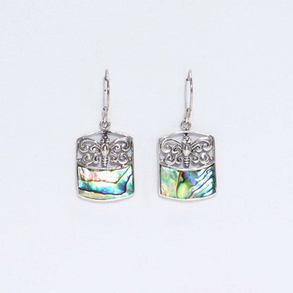 Boucles d'oreilles coquillage et argent - Libellule - Ormeau
