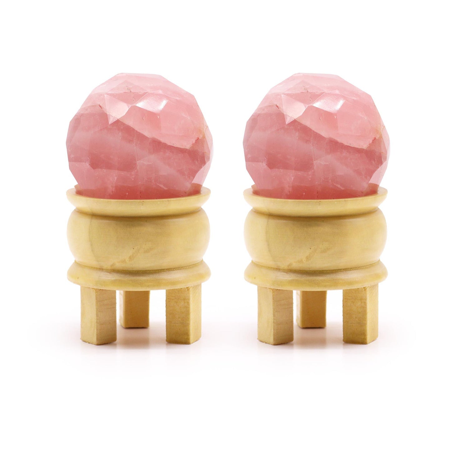 Boule de guérison et support en pierre précieuse - Quartz rose