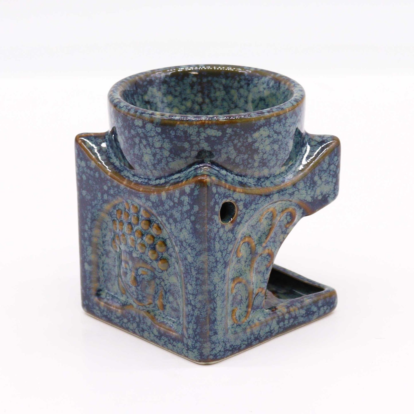 Quadratischer Buddha-Brenner - Puderblau