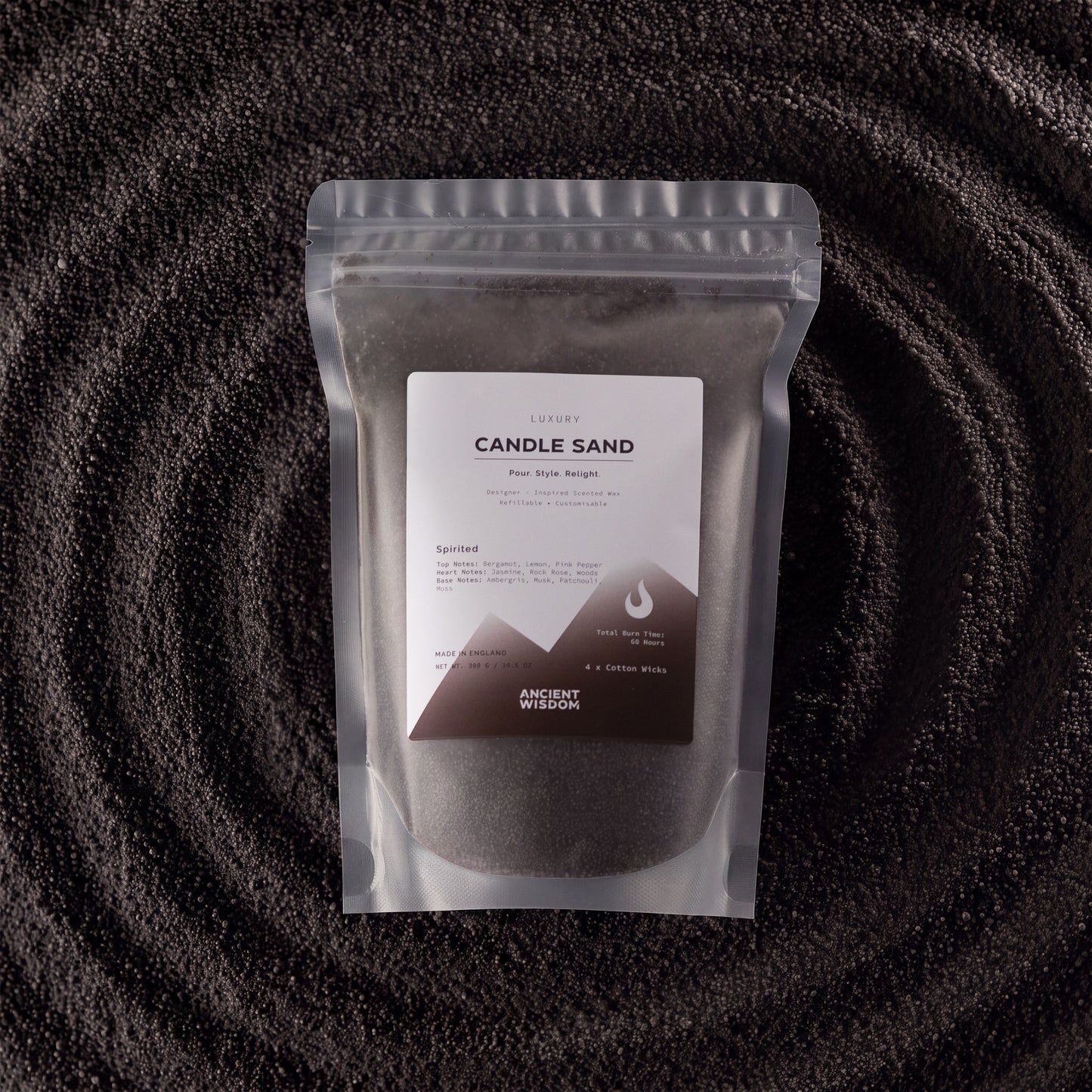 Vela perfumada Arena - Negro - con carácter - 300 g