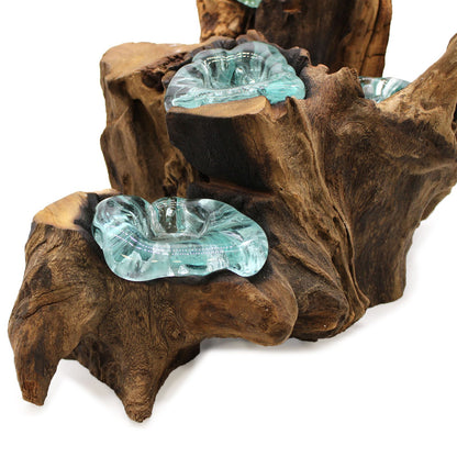 Portavelas Molton Glass Five sobre madera