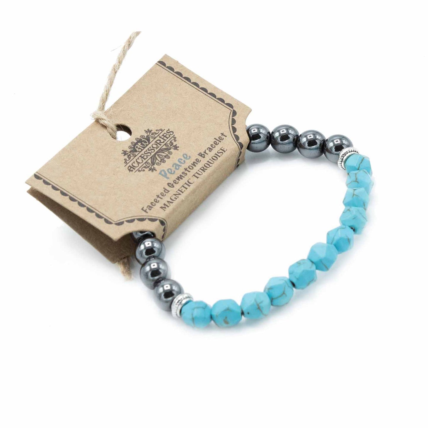 Geschnitztes Edelsteinarmband - Magnetisches Türkis