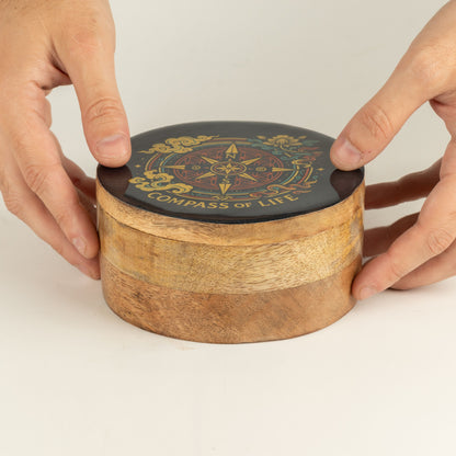 Caja esmaltada redonda - Brújula de la vida