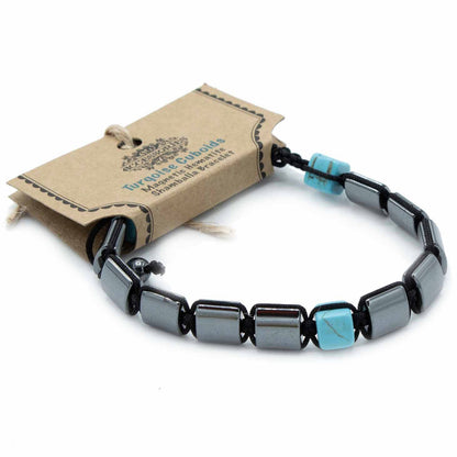 Hämatit Shamballa Magnetarmband - Türkisfarbene Quader