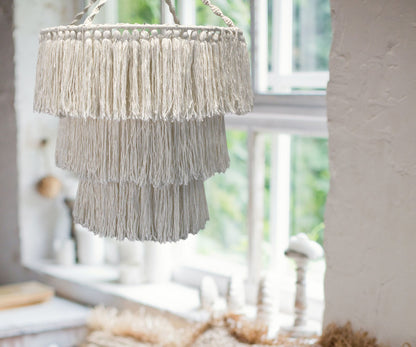 Lustre en macramé doux - Naturel