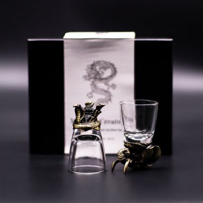 Set de regalo de 6 vasos de chupito (50 ml) - Criaturas Salvajes del Bosque - Bronce antiguo