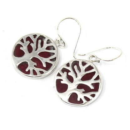 Pendientes Plata Árbol Vida 15mm Coral