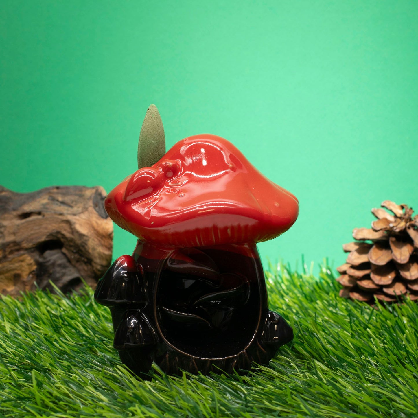 Brûleur d'encens à refoulement - Grande pomme de pin rouge