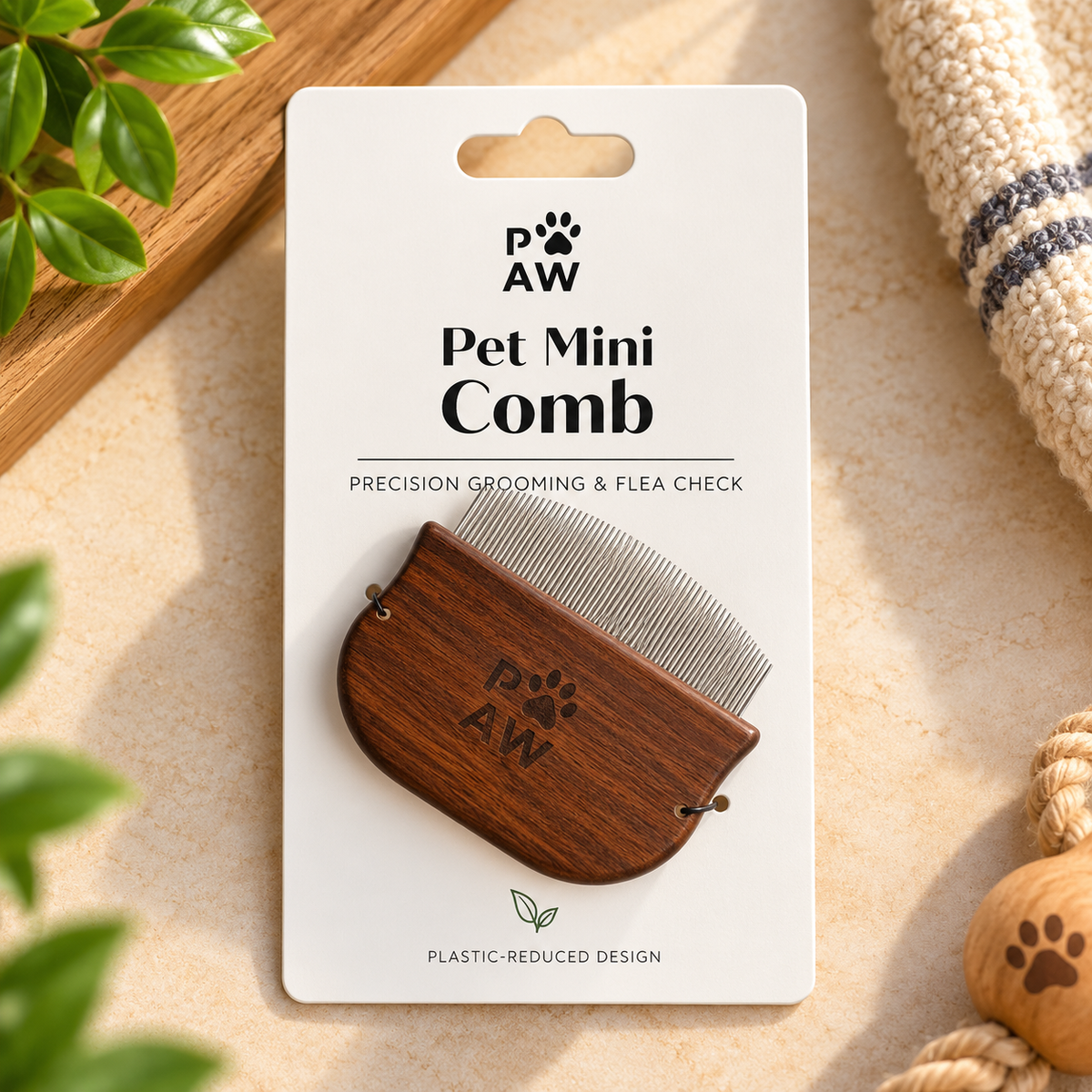 Herramientas de aseo PAW – Peine mini para pulgas y zonas delicadas de nogal