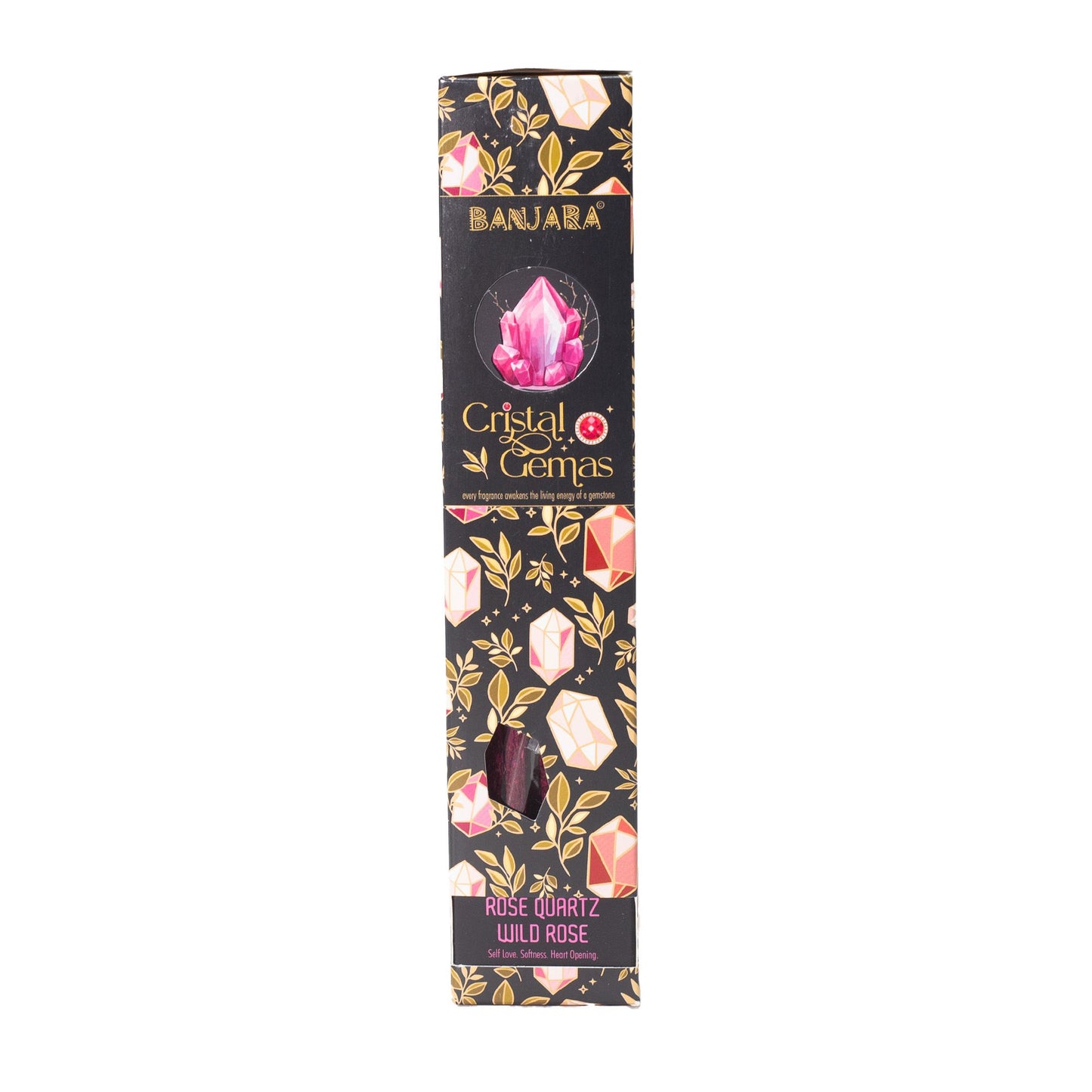 Banjara Cristal Gemas Varillas de incienso - Cuarzo Rosa Rosa Silvestre