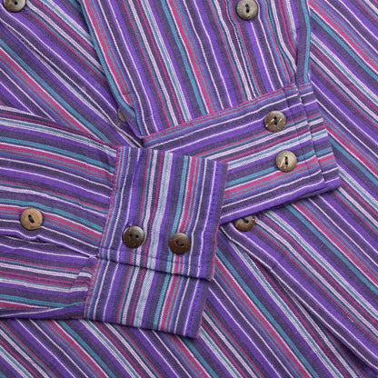 Nomad Sari Grandad Shirt - Negro Púrpura - XL
