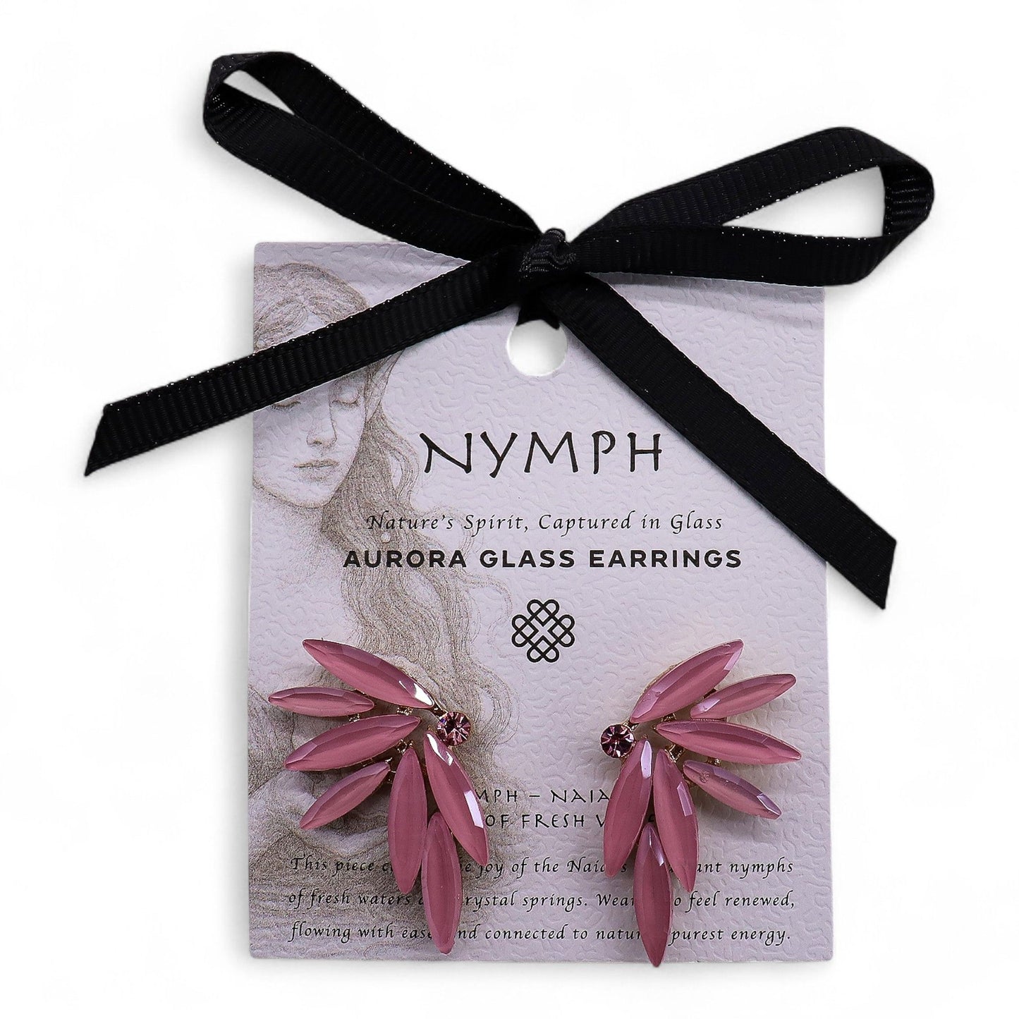 Rosa suave - vidrio vintage - hadas - pendientes
