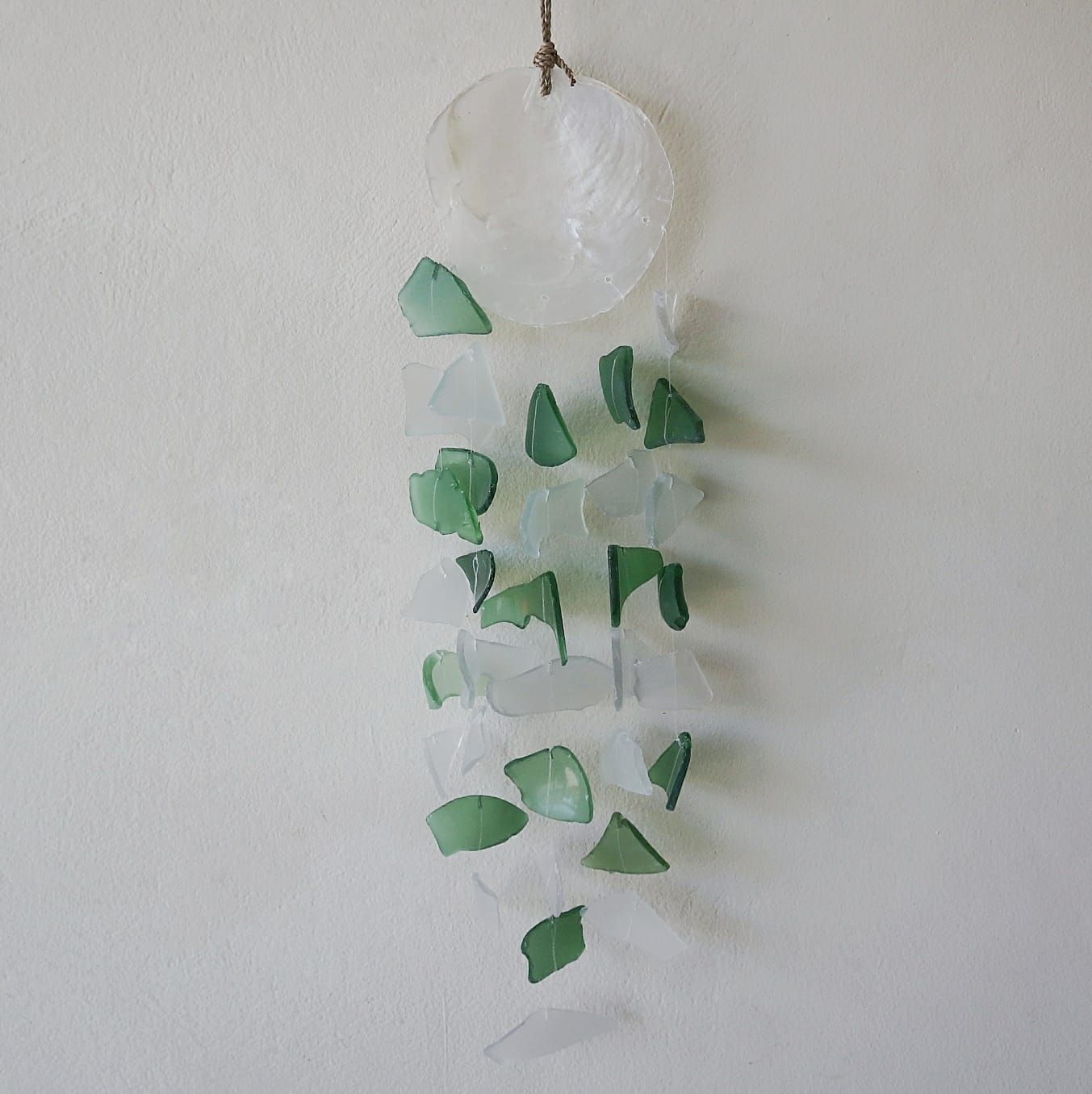 Carillón vidrio reciclado - Verde y Blanco