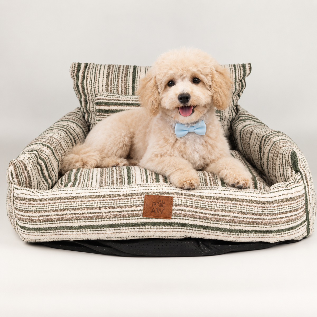 PAW Bed – Sofá Mediano – Rayas Marrones – 60 × 60 × 28 cm