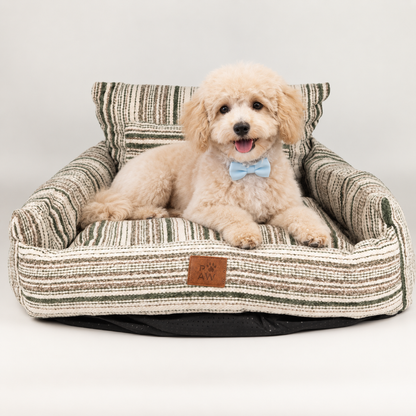 PAW Bed – Sofá Mediano – Rayas Marrones – 60 × 60 × 28 cm