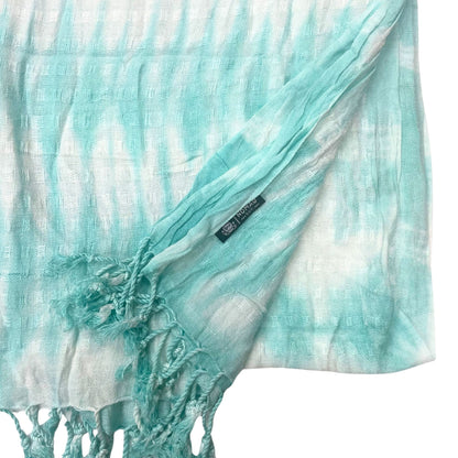 Châle Java Boho Art - Rayures et motifs bleu sarcelle - 62 x 200 cm