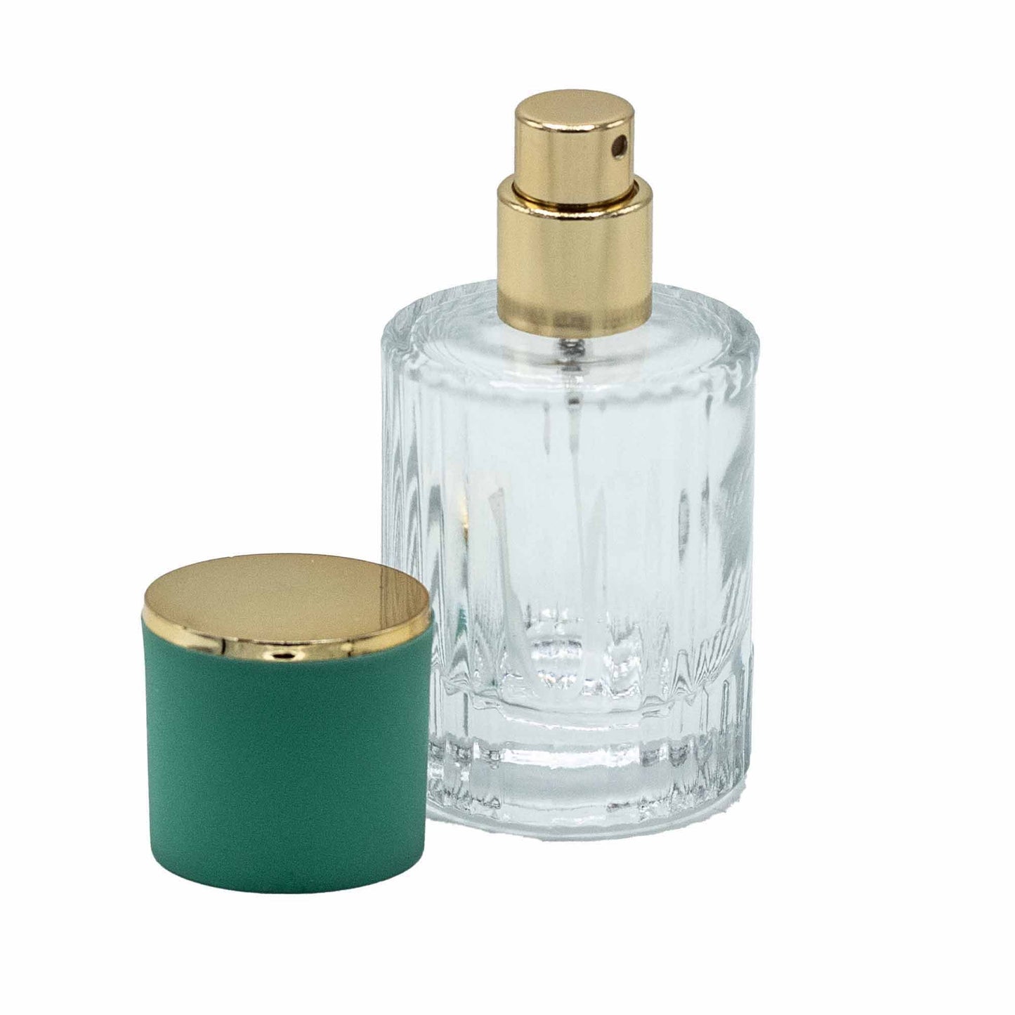 Flacons de parfum en verre avec vaporisateur et bouchon vert 30 ml