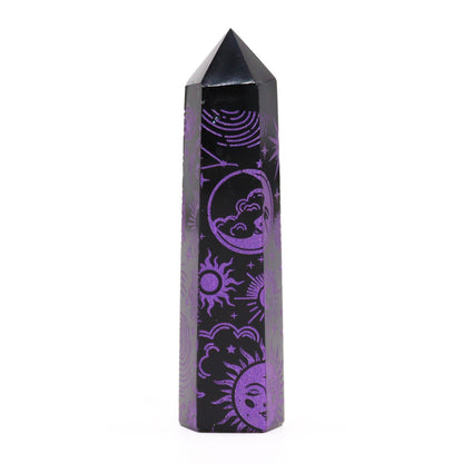 Pointes d'obsidienne noire (environ 60-70 g, 9 cm) - Histoire mystique - Violet foncé