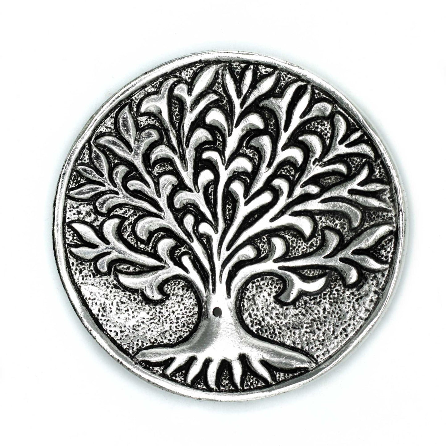 Porte-encens Arbre de vie en aluminium poli 10 cm