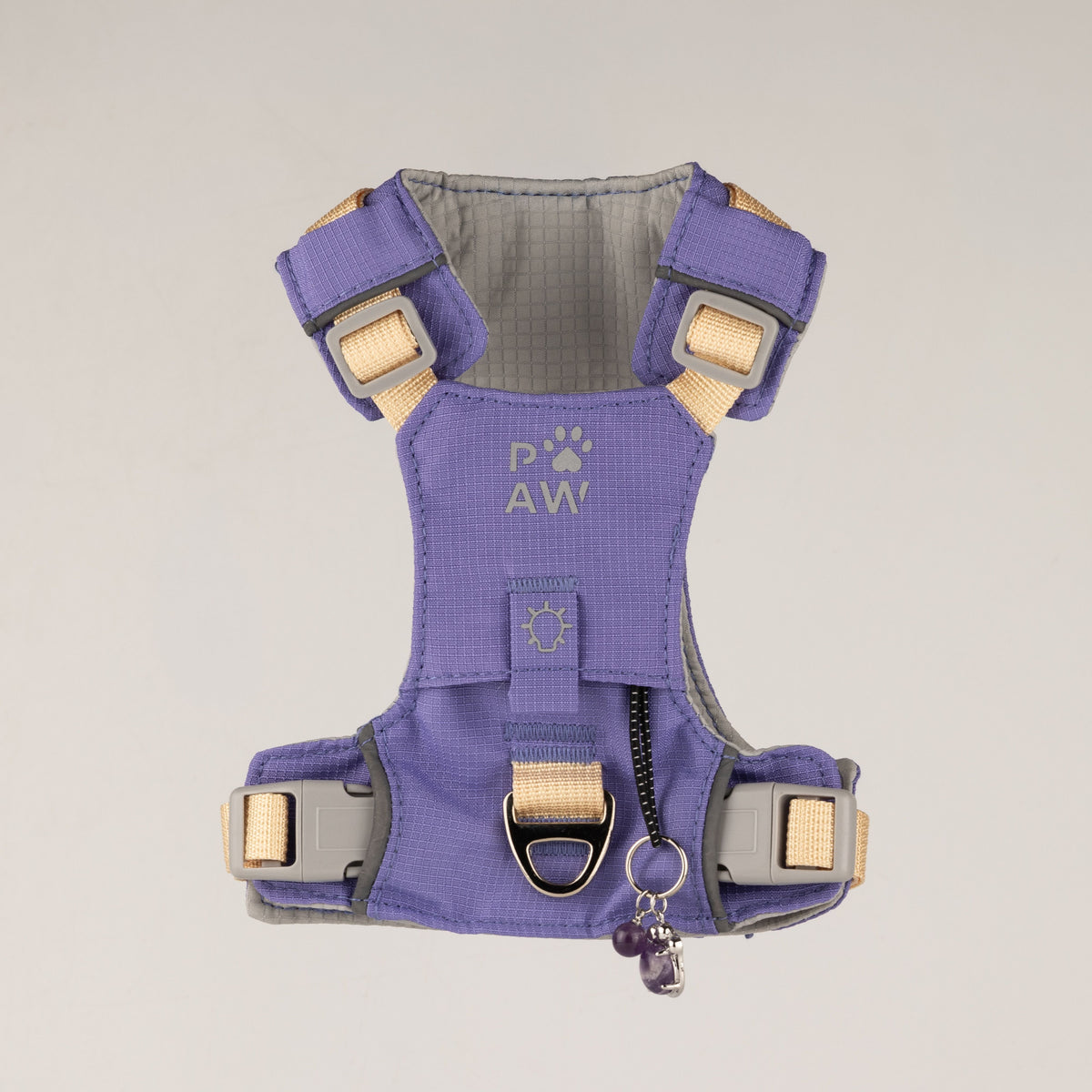 PAW - XS (2-4 kg) Arnés de paso para perros Guardian con malla reflectante - Lavanda - Colgante de amatista