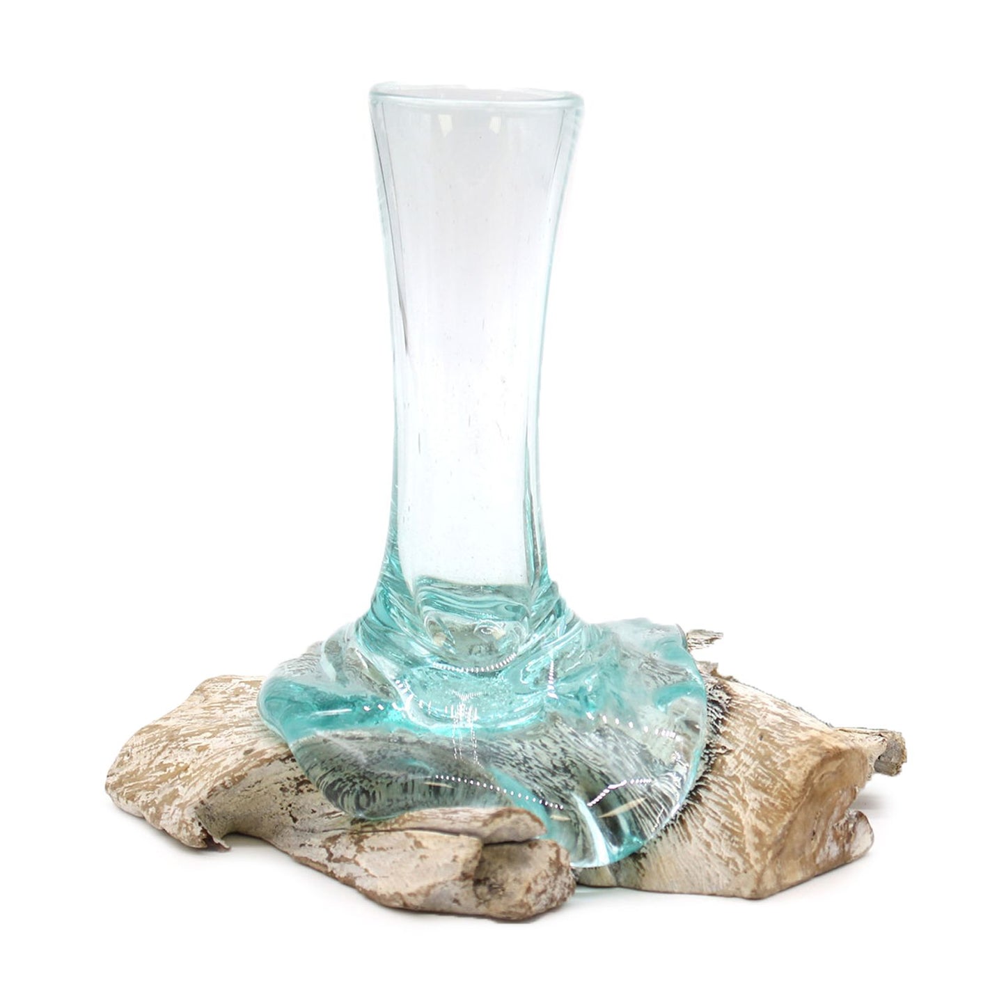 Geschmolzenes Glas auf gebleichtem Holz - Vase - Klein