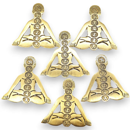Porte-encens Yoga Sept Chakras Aluminium Doré 12x12cm