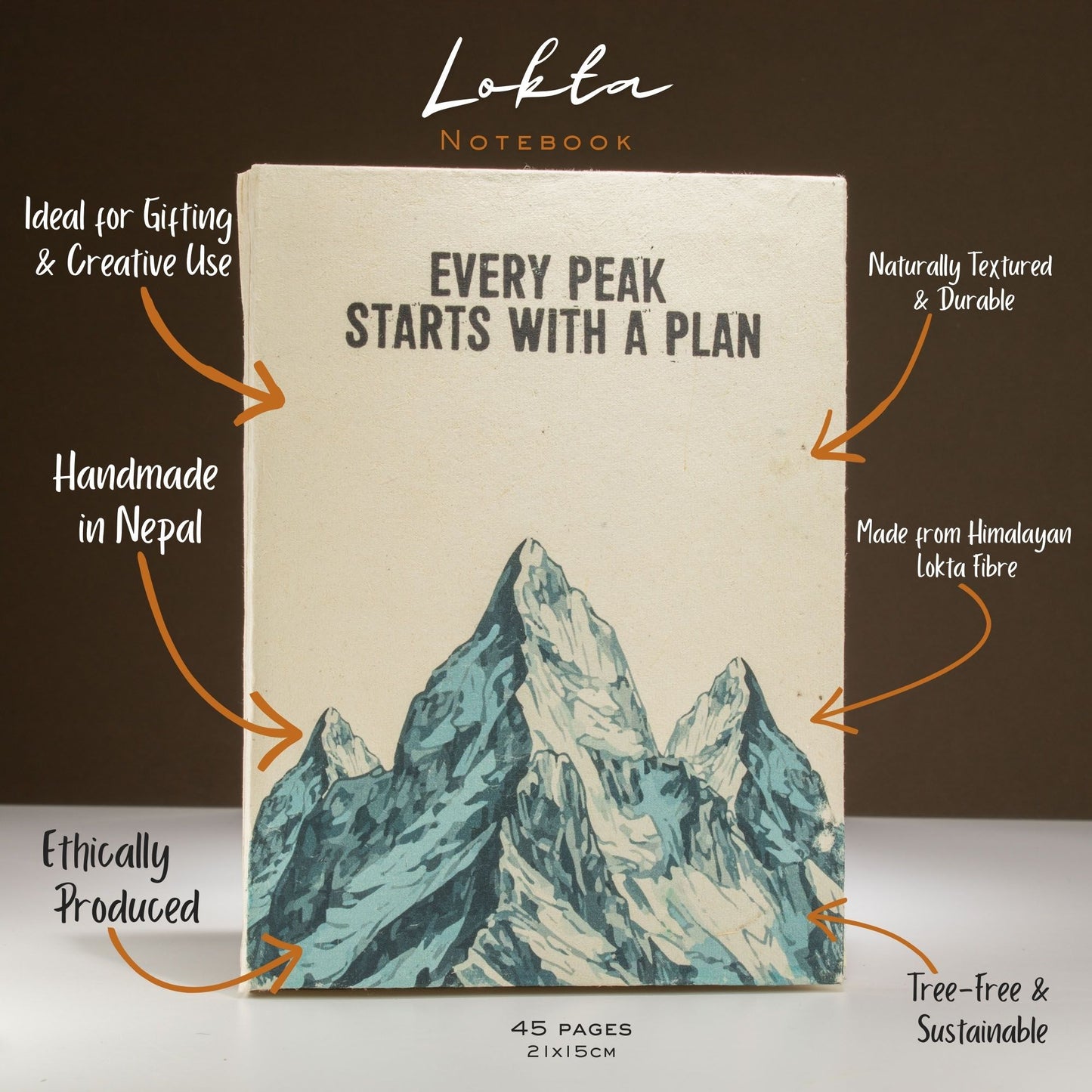 Grand carnet Lokta - Chaque sommet - Comprend un marque-page