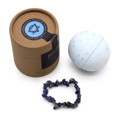Bracelet en pierres précieuses sodalite et bombe de bain