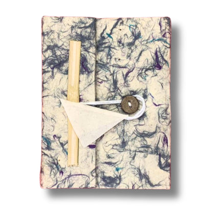 Grand carnet Lokta - Coton mélangé bleu - avec marque-page
