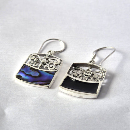 Boucles d'oreilles coquillage et argent - Libellule - Ormeau