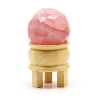 Boule de guérison et support en pierre précieuse - Quartz rose