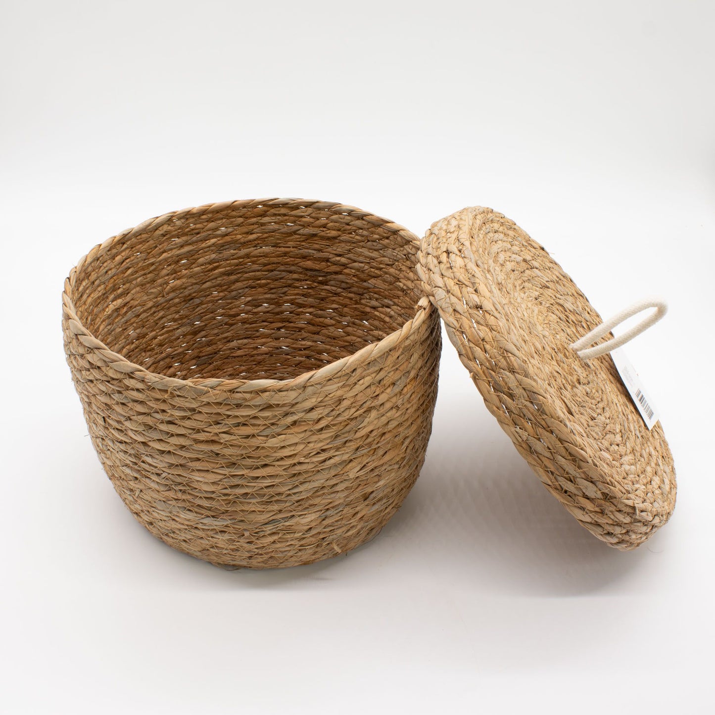 Runde Körbe aus Seegras und Baumwolle mit Deckeln – Natur – 3er Set