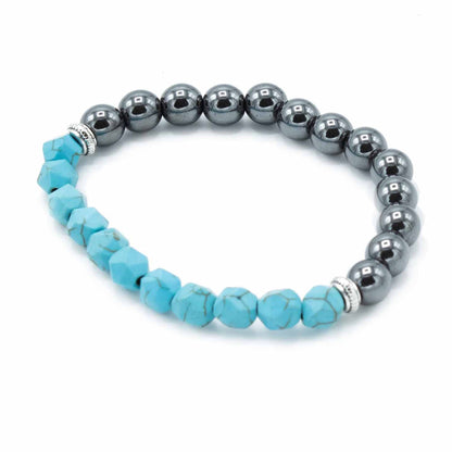 Geschnitztes Edelsteinarmband - Magnetisches Türkis