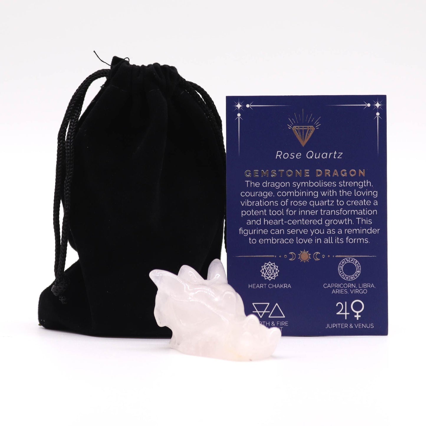 Kleiner Drachenkopf Edelstein - Rosenquarz 45x30x28mm