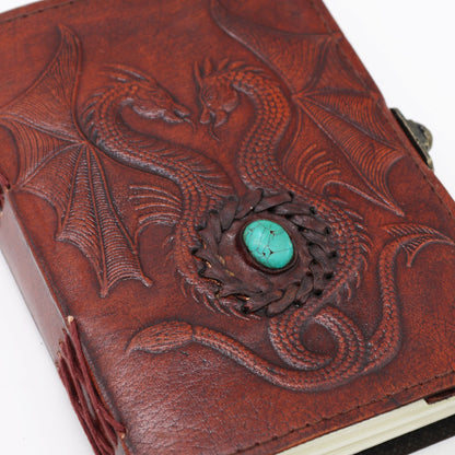 Cuaderno Esotérico Dos Dragones - Vintage con Borde de Costura