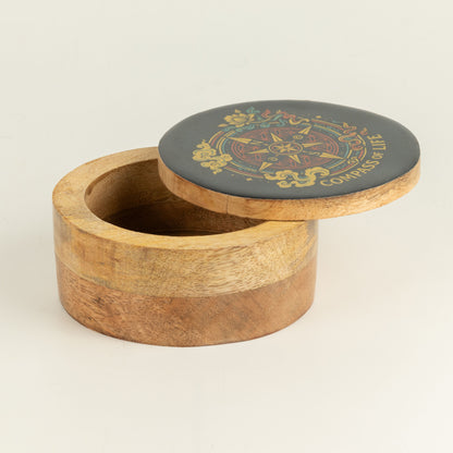 Caja esmaltada redonda - Brújula de la vida