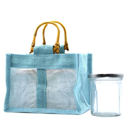 Bolsa de regalo con ventana de algodón y yute puro - 2 Ventanas