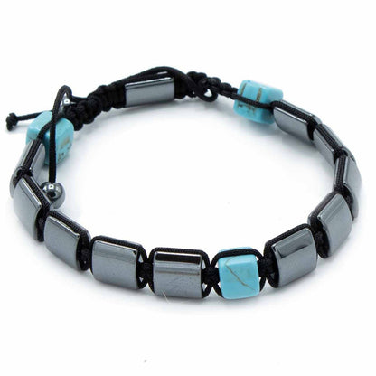 Hämatit Shamballa Magnetarmband - Türkisfarbene Quader
