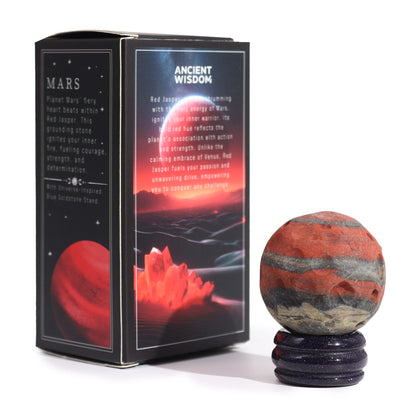 1x Planeta de Jaspe Rojo con Soporte Solar (MARTE) - 40mm