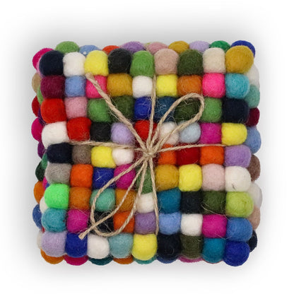 Dessous de verre carrés en feutre de 10 cm, multicolores gris (lot de 4)