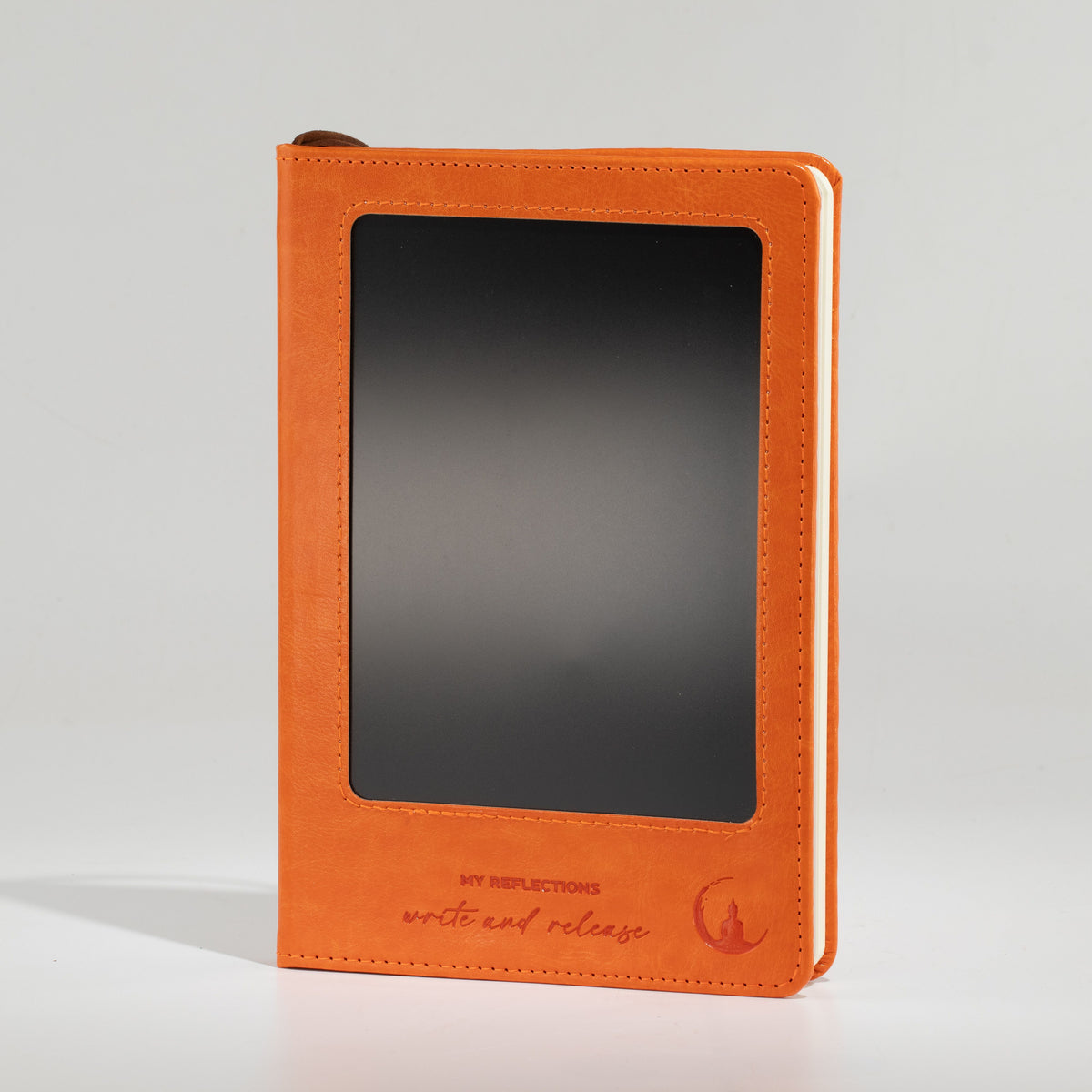 Cuaderno de intenciones A5 - Pantalla LCD borrable - Efecto cuero naranja - 80 hojas