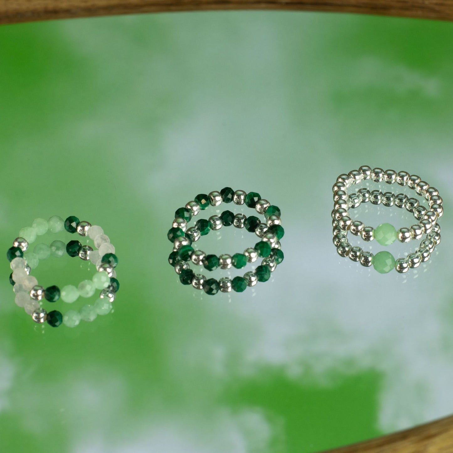 Set aus Ringen mit Nymphengeist-Edelstein – Waldgeist