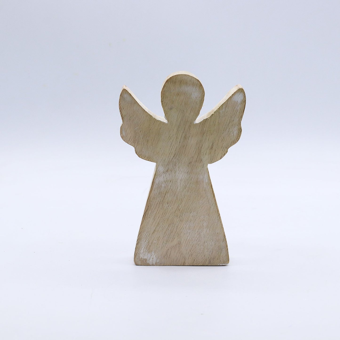Ángel de Madera de Mango - Acabado Blanqueado - 13 cm