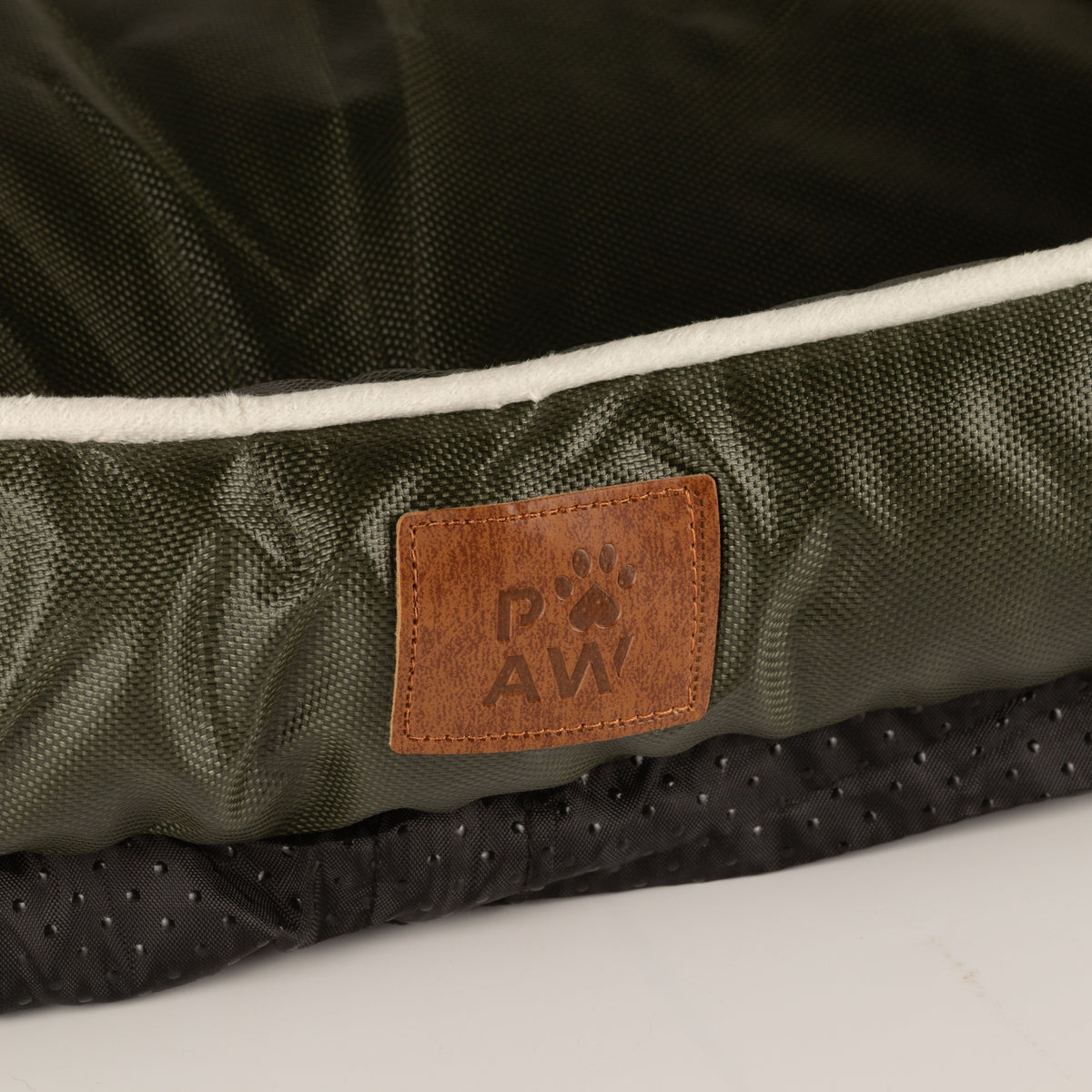 Cama PAW – Pequeña, verde caqui – 60 × 50 × 15 cm