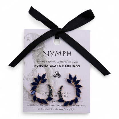 Azul Real - Vidrio Vintage - Aro - Pendientes